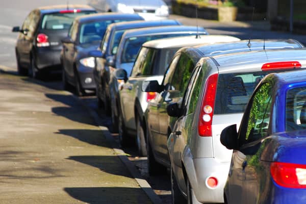 A stock picture of parked cars