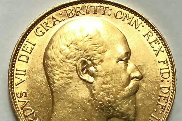 The treasure trove found scattered across the home included a gold Edward VII £2 coin from 1902. 