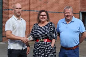 Damien Walters, Councillor Nadine Peatfield and Russell Rigby, managing director of Rigby and Co