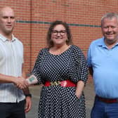 Damien Walters, Councillor Nadine Peatfield and Russell Rigby, managing director of Rigby and Co