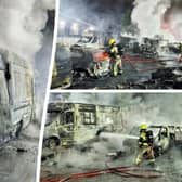 Firefighters battle huge blaze as arsonists torch more than 50 cars overnight 