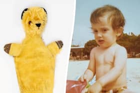 Lee Kent (right) around the time he was given Sooty (left) 