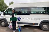 A Murray Park student delivering food parcels in Derby