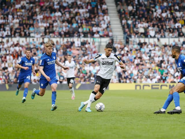Luke Plange playing for Derby County 