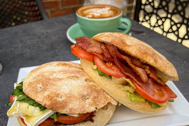 The BrieLT (left) is just one of the sandwiches at 200 Degrees Coffee that is packed full of cheesy goodness