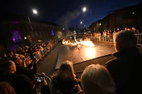 Fire breakdancing at Derby Festé 2023. Image Tom Morley
