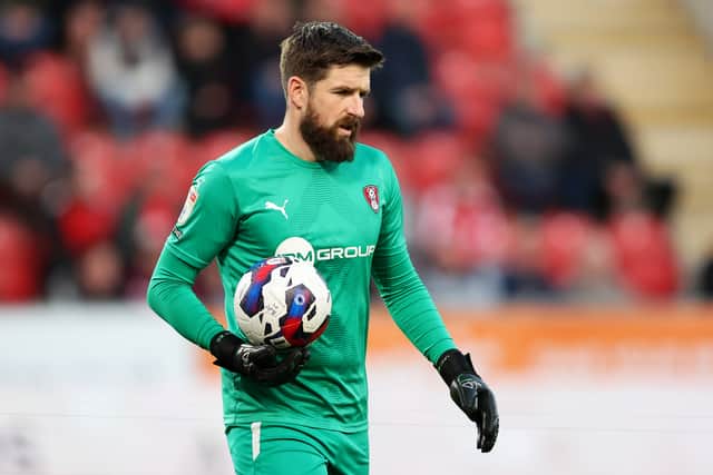 Goalkeeper Josh Vickers playing for Rotherham United 