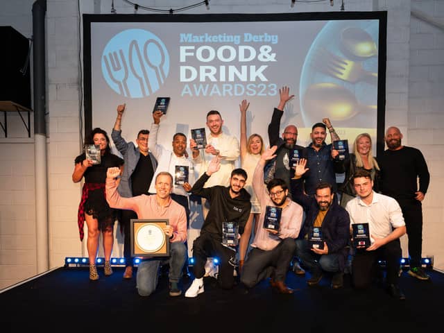 Winners on the big night gathered on stage at Marketing Derby Food & Drink Awards