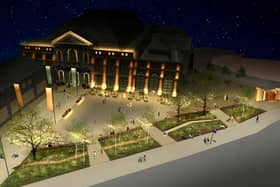 This is an artist’s impression of what Derby Market Hall and Osnabruck Square will look like once the project is completed