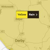 A yellow weather warning is in place across Derby 