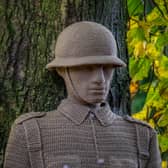 A woman has crocheted a 6ft soldier which now stands guard in a Derbyshire church | Image Colin Tomlinson - A Breath Of Country Air
