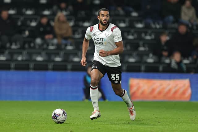 Curtis Nelson playing for Derby County against Northampton