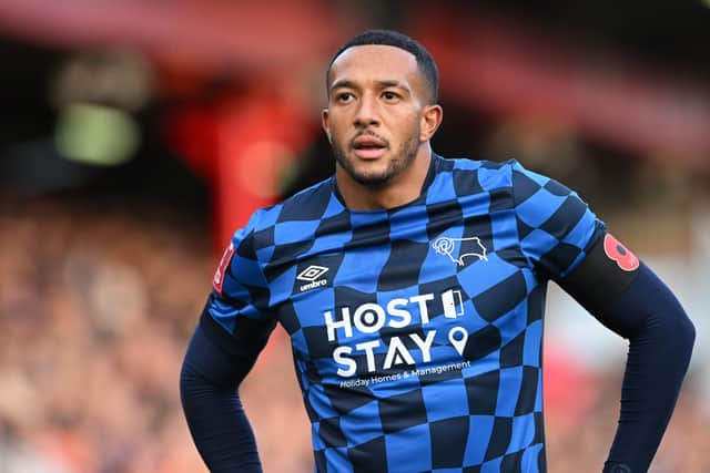 Nathaniel Mendez-Laing playing for Derby County in an FA Cup game vs Crewe Alexandra