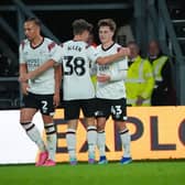 Tony Weston celebrates scoring his first goal for Derby County