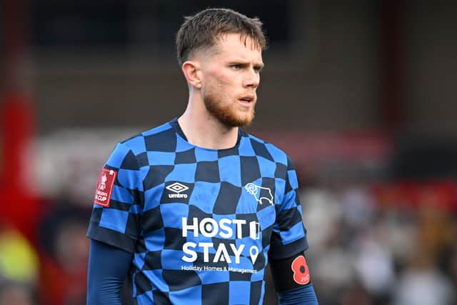Max Bird playing for Derby County in an FA Cup game vs Crewe Alexandra 
