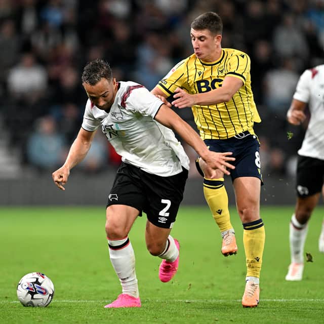 Kane Wilson playing for Derby County vs Oxford United
