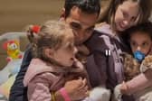A still from a video showing the return of Israeli hostages from Hamas over the weekend of November 25 and 26