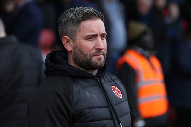 Fleetwood Town manager Lee Johnson during an FA Cup match between Fleetwood Town and Kidderminster Harriers