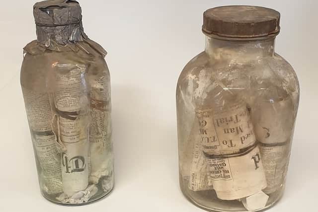 Time capsules discovered during the Market Hall refurbishment contain snippets of history and are now part of an exhibition in Derby