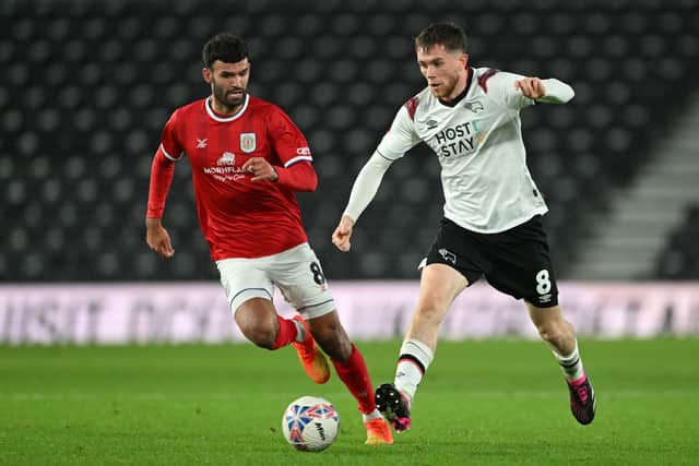 Max Bird playing for Derby County in an FA Cup match vs Crewe Alexandra