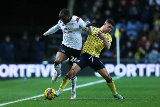 Ryan Nyambe playing for Derby County against Oxford United