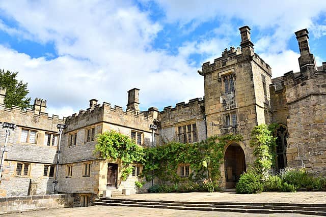 Haddon Hall is an English country house on the River Wye near Bakewell, Derbyshire, a former seat of the Dukes of Rutland.
