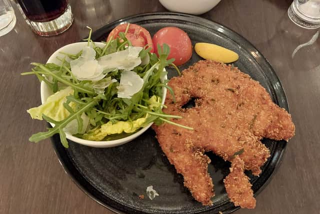Chicken Milanese was filling, and the side salad replete with wafer thin  Parmigiano-Reggiano was a nice touch | Image Ria Ghei