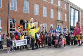 Giant puppets made by talented volunteers will be held aloft at the march - pictured are puppets from the 2023 event | Image Viv Lucas