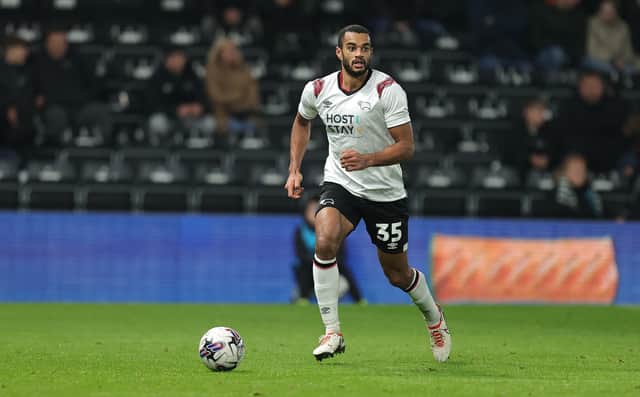 Curtis Nelson playing for Derby County against Northampton Town