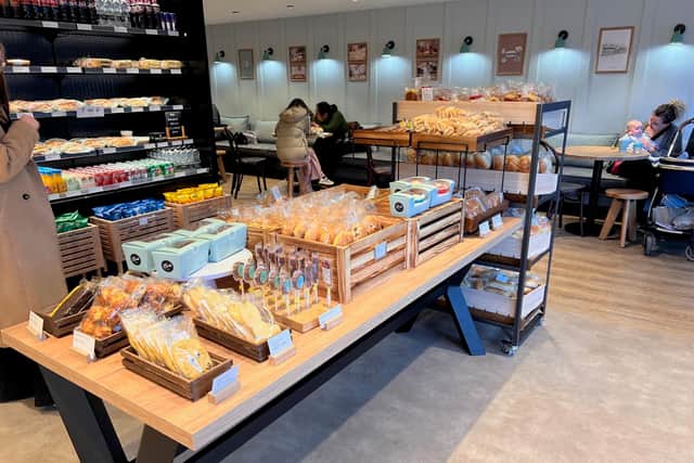 The large country table is filled with treats, so customers can quickly see at a glance which treats to take home
