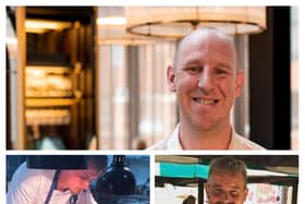 Top chefs who have shared their best places to dine in and around Derby are (top right, going clockwise) Joe Wood, Ashley Payne, and Ralph Skripek