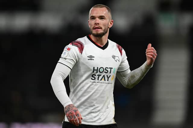 Joe Ward playing for Derby County against Port Vale