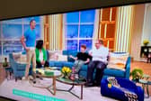 Max Palfrey and dad Matt appeared on ITV's This Morning show, where Paddy McGuinness modelled Max's creation - a striking blue t-shirt | Image Comfa