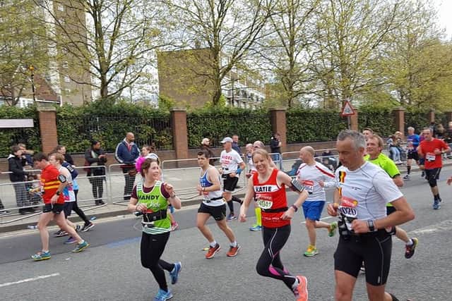 Katie has an impressive track record, here she is pictured running the London Marathon in 2016, raising money for Save The Children | Image Katie Rolfe