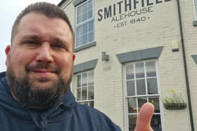 Harvey Dale from The Great British Pub Crawl visited Derby and sunk a few scrumptious beers in the process - here he is at The Smithfield on Meadow Road 