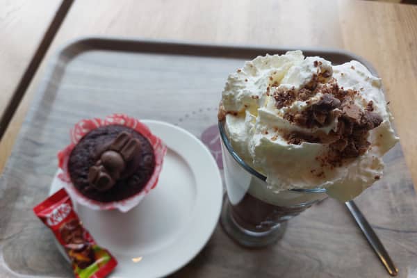 Part of Costa Coffee's KitKat range is the hot chocolate, and chocolate muffin | Image Ria Ghei