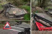 The B4069 in Wiltshire was left so badly damaged by a landslip it was closed to cars as it's still moving one year later. 
