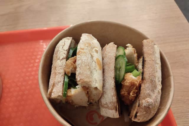 Fast food at its best - Fried Chicken Banh Mi with pickled cucumber was filling and tasty | Image Ria Ghei