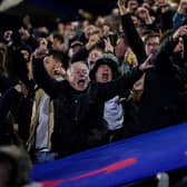 A moment of pure glee captured in the away stands as Derby County score against Portsmouth 