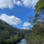 Flying through the clouds and trees 