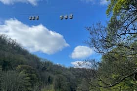 Flying through the clouds and trees 