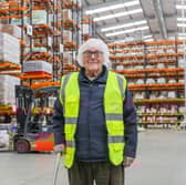 Ivor Ward, 98, at work in EM Pharma.
