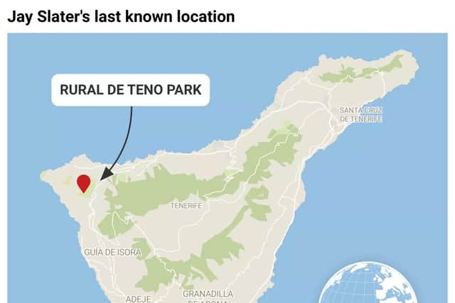 Jay Slater's last known location in the mountainous area of Rural de Teno Park in Tenerife