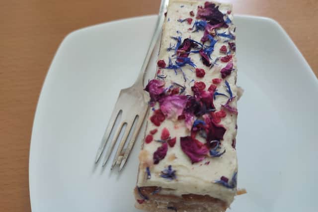 I enjoyed Raspberry Milk Cake whose light-as-air sponge, and pretty jumble of edible flowers made this item a personal favourite