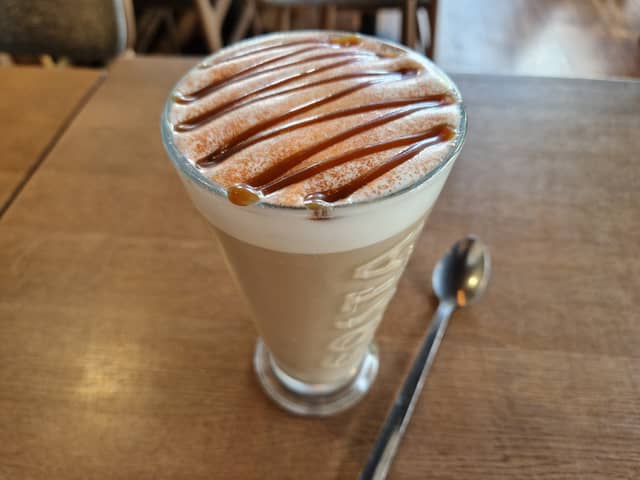Costa Coffee has launched its Golden Caramel range, this here is the hot version of a latte