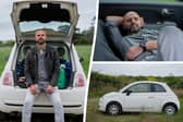 Maciej Bober lives in his Fiat 500 full-time and says he's "happier than ever".