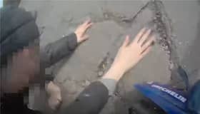 Drug dealer is tackled from off-road motorbike by police.