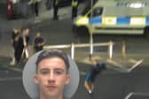 Cole Stewart, 18, who was caught on CCTV “celebrating” after throwing bricks at police officers has been convicted.