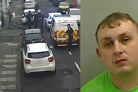 Police arrest Michael Hugill after they spotted him selling drugs on the street.