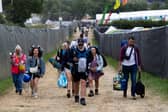 Some festivalgoers at Glastonbury Festival. 
